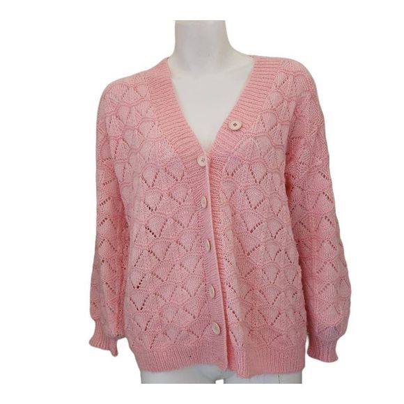 French chic vintage pink cardigan sweater pink M-L knit sezane. No tags. - Picture 4 of 6